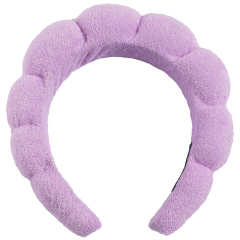 Spa Headband for Washing Face, Skincare Headbands for Women Makeup, Terry Cloth Bubble Hair Band, Sponge Puffy Make Up Hairband for Face Wash, Shower, Bath, Light Purple