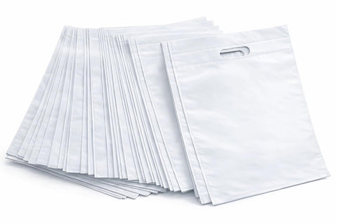 5 Pcs Polyester Fabric Gift Bags with Handle, White, 30 x 40 cm, Reusable Shopping and Packaging Bags