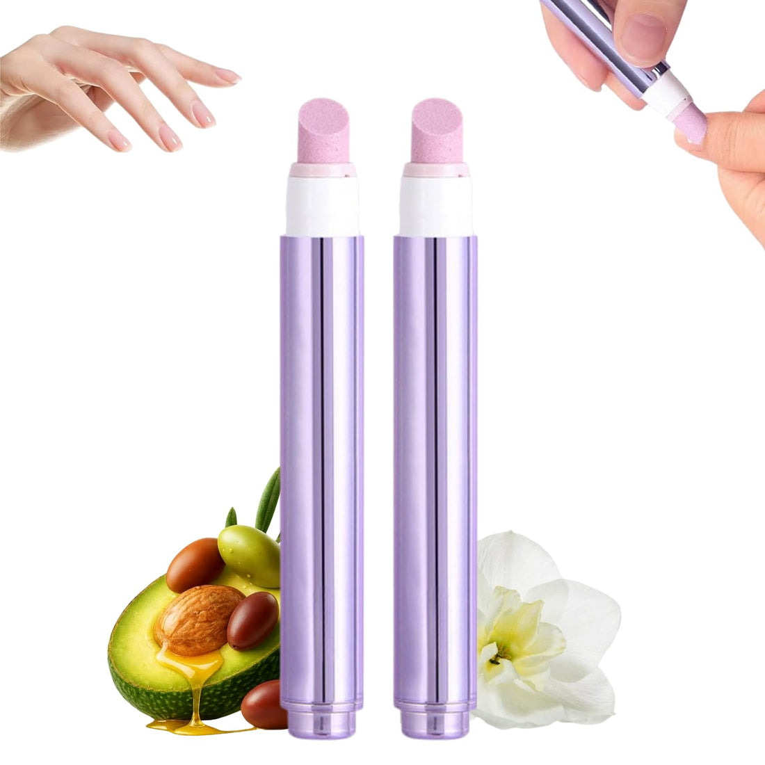 2PCS Cuticle Oil Pen,3-in-1 Cuticle Pusher Nail Oil Pen with Ceramic Tip,Nail Care Repair for Damaged Nails,Cuticle Moisturizer and Cuticle Remover with Nourishing Formula,Nail Cuticle Remover Pen