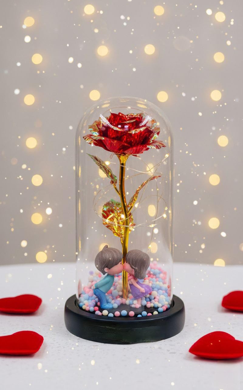 Gifts for Women Eternal Rose in Glass, Girlfriend Gift, Beauty and the Beast Inspired Wedding Anniversary Gift for Wife Girlfriend Valentine's Day Birthday Christmas Mom Gifts (Style 1)