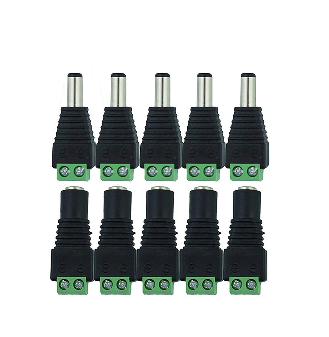 SOLDOUT™ 10 PCS CCTV Cameras 2.1mm x 5.5mm Female Male DC Power Plug Adapter For 5050 3528 5630 5730 Single Color LED Strip Light