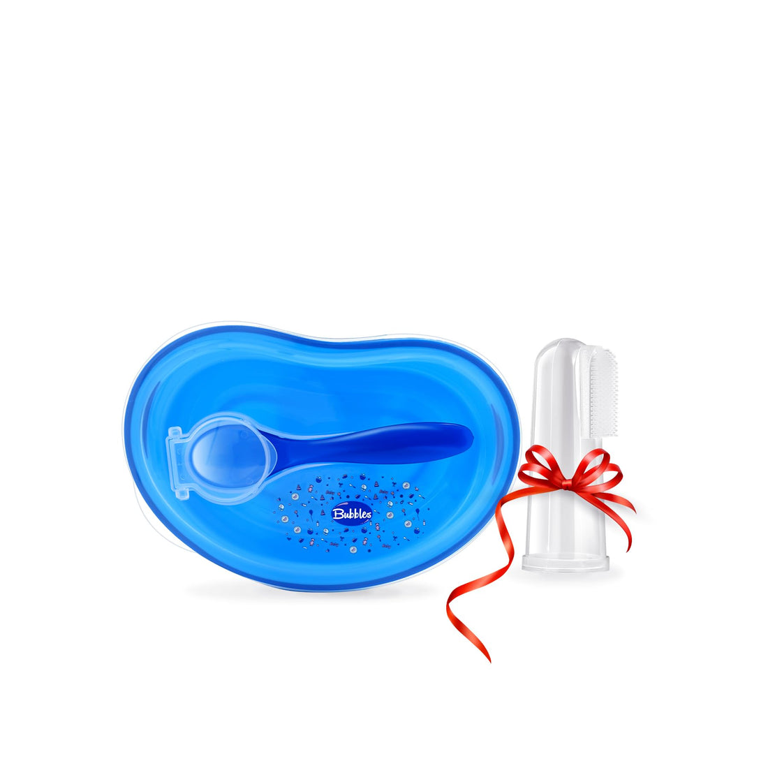 Bubbles Offer Bubbles Plate Blue + Silicon toothbrush Gift 2 Piece