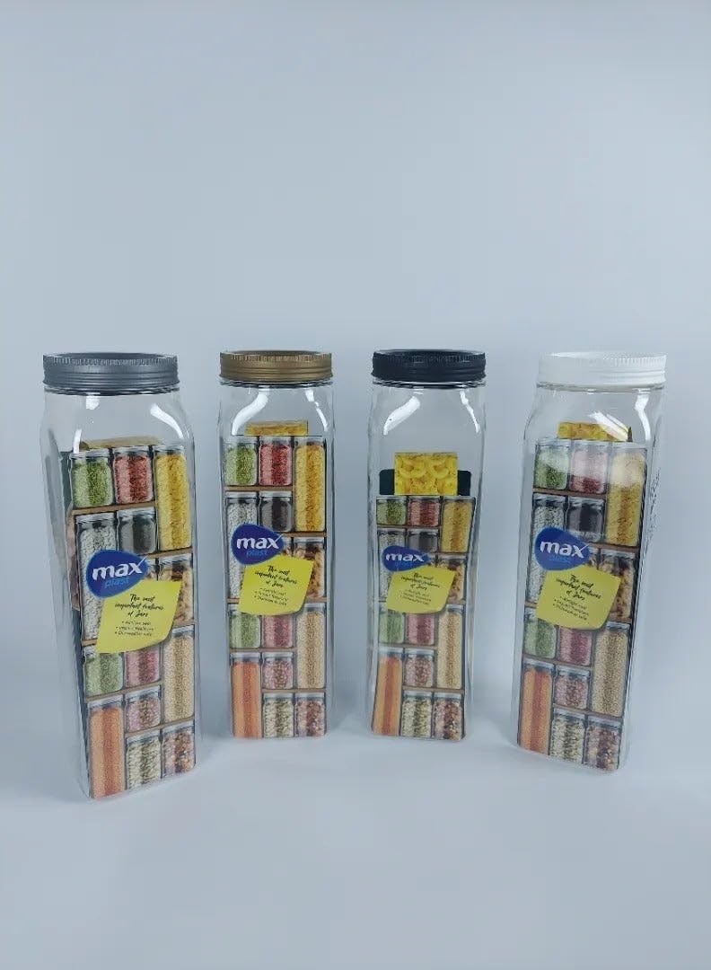 Plast High Quality Plastic Bean Jar 1300ml Multicolour