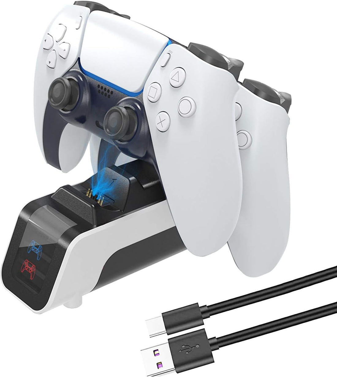 PS5 Controller Dual Charging Station, PS5 DualSense Wireless Controller Charger, Fast Charging Dock Compatible with Sony Playstation 5, USB Type C PS5...