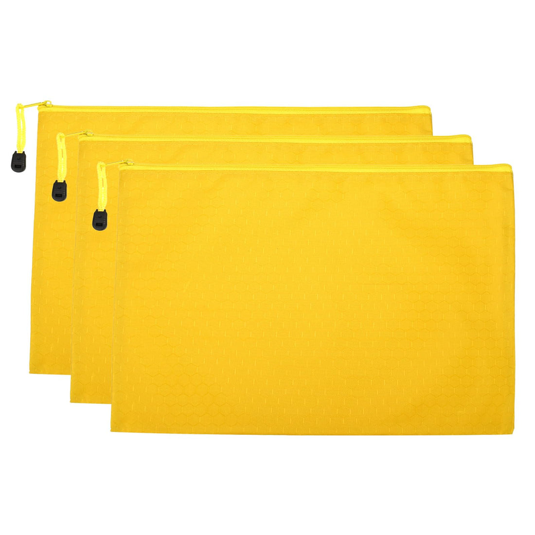 PATIKIL Waterproof Zipper File Bags, 3 Pack A4 Document Holders Pencil Pouch for Office, Yellow