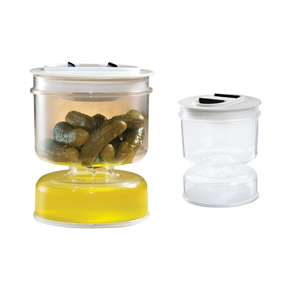 Stylish Kitchen Storage - High-Quality Acrylic Hourglass-Shaped Jar Designed for Pickles and Olives, Features Multicolor Finish and Separate Dispenser Compartments for Food Separation