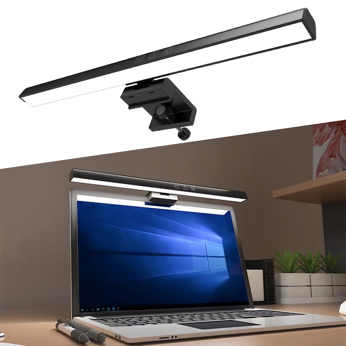 Computer Monitor Lamp,اضاءة قيمنق,Eye Caring No Screen Glare, e-Reading Task Lamp, Touch Control, Dimmable 3 Color Temperature,timer 60 minutes, for Office/Home(33cm,Black)