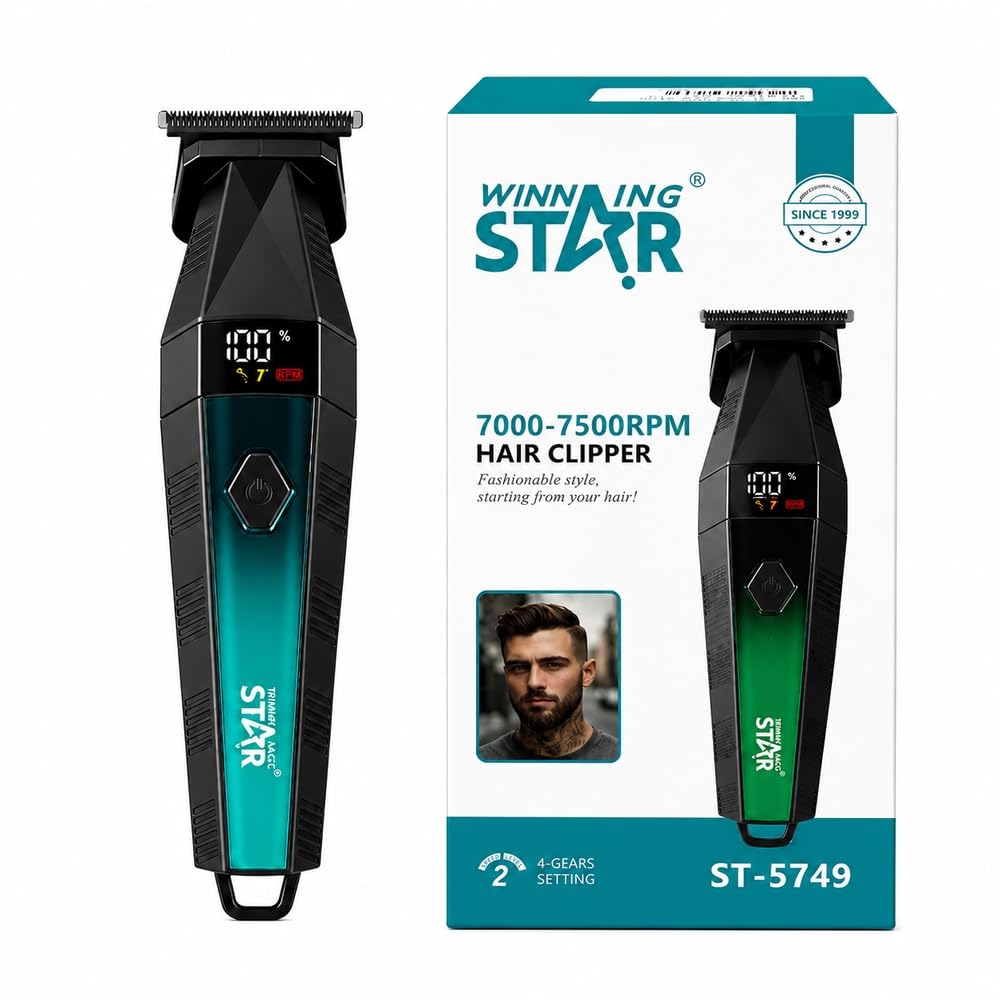 WINNING STAR ST-5749 Professional Hair Clipper with Titanium Ceramic Blades & LED Display - A1-628