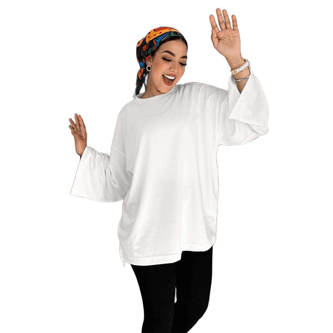 Oversize Women's 100% Cotton Comfortable Long Sleeve T-Shirt - Casual Loose Fit Summer Outdoor Daily Wear