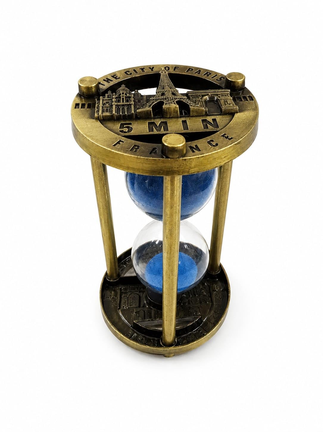 Glass and Metal Hourglass 5 Minutes Blue