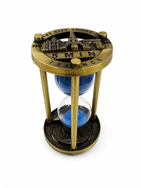 Glass and Metal Hourglass 5 Minutes Blue