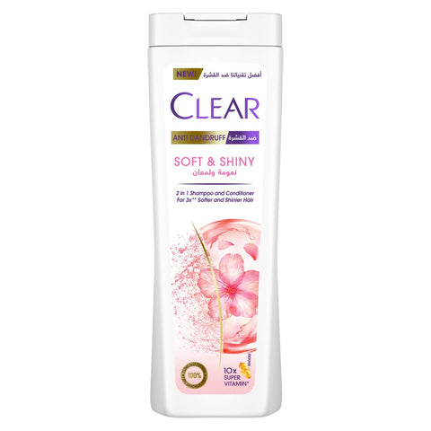 CLEAR Anti Dandruff 2IN1 Shampoo and Conditioner Soft & Shiny, for 3X softer and shiner hair, 180ML