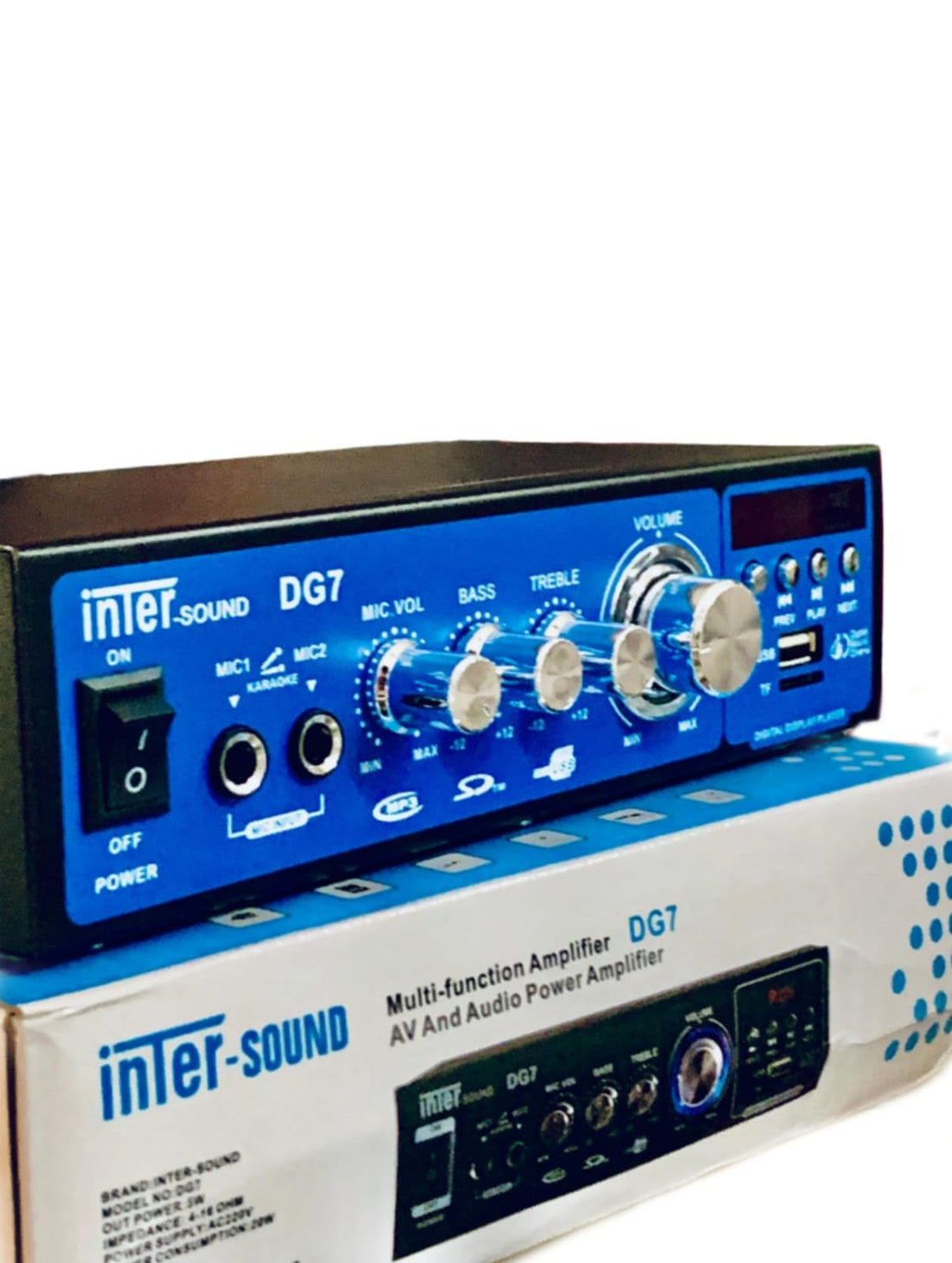 Sound DG7 Multi-Function Audio Power Amplifier – Supports 4 Speakers & 2 Microphones – USB/SD/AUX – Remote Control جهاز امبليفاير 6 سماعة