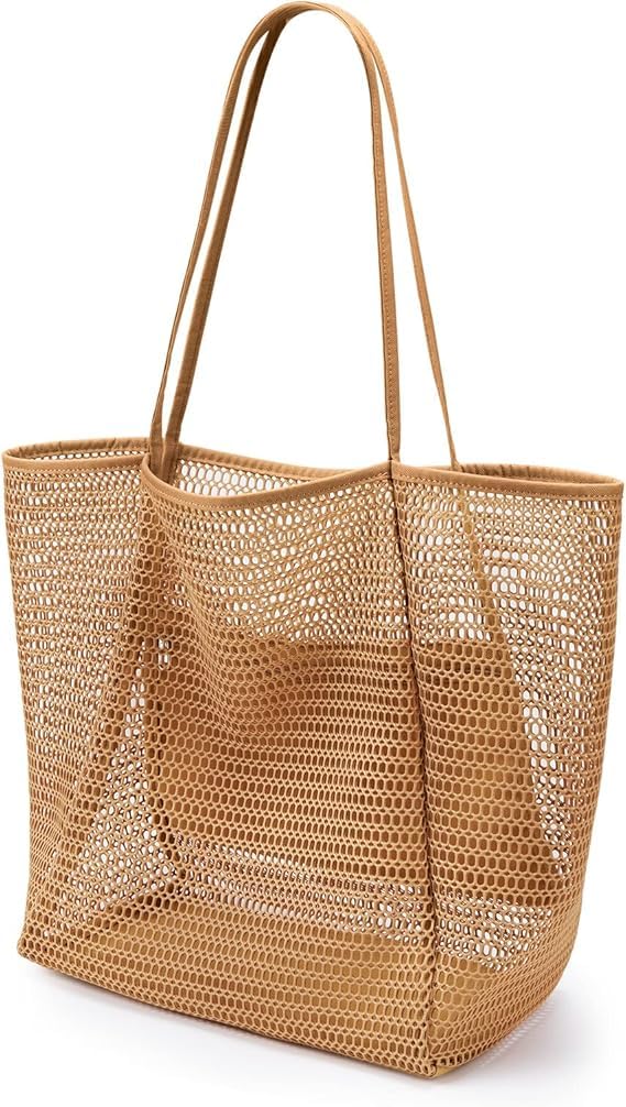 Mesh Beach Bag, Large Hobo Style Pool Tote, Swimming and Vacation Essentials