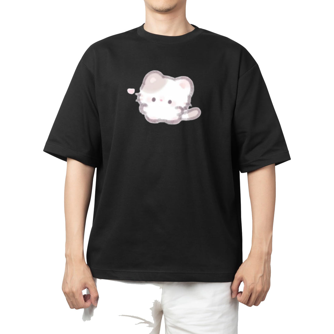 CUTE kawaii kitty cat black t-shirt oversize 21