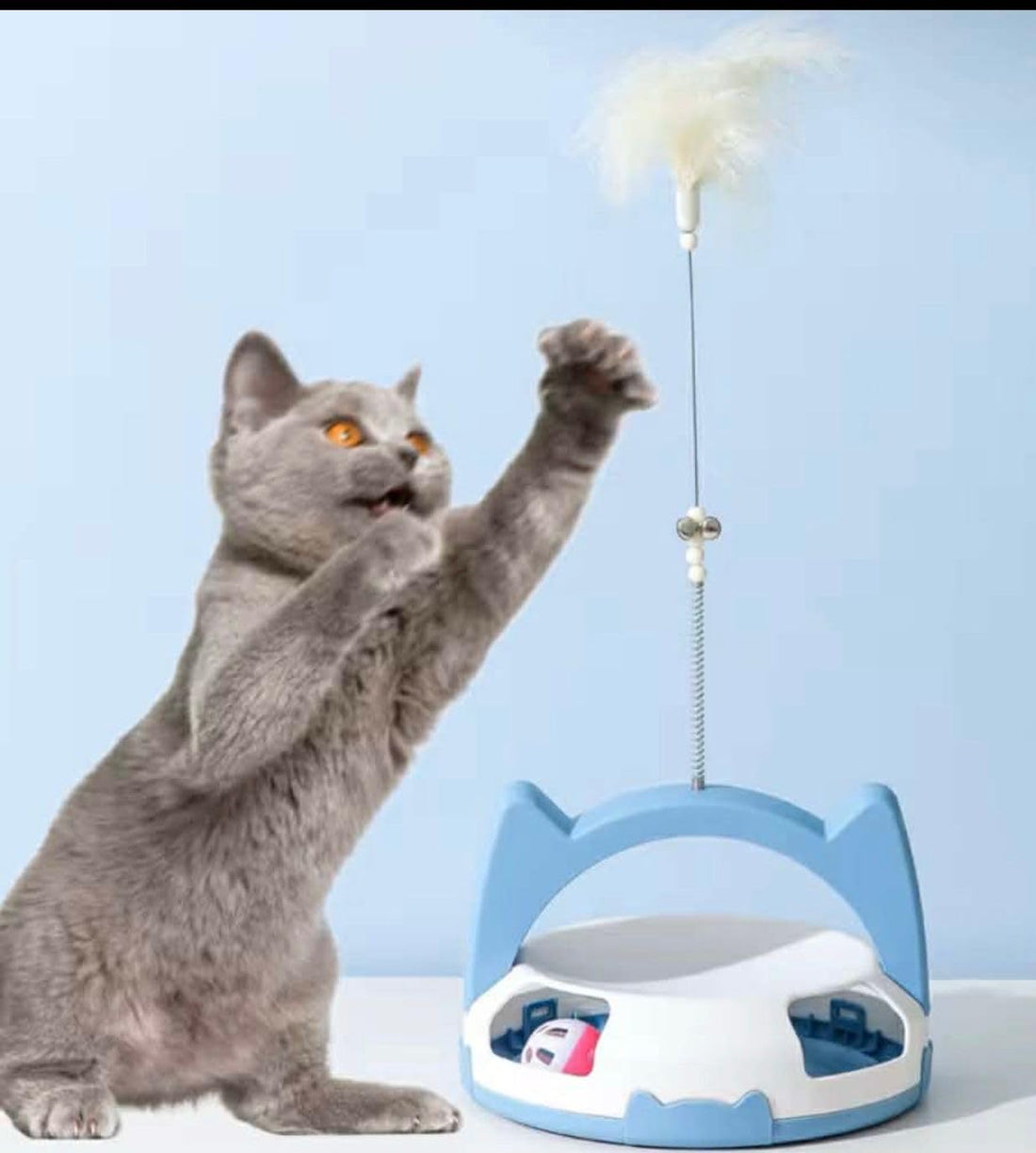 Interactive Cat Teaser Toy, Indoor Kitten Fun, Attractive Cat Turntable for Self-Entertainment and