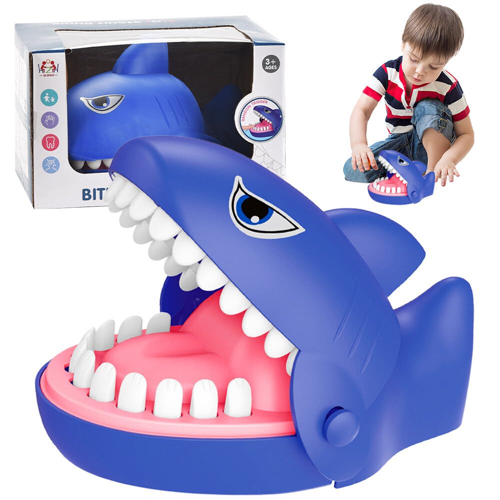 Shark Snap Teeth Game, Education Game Teeth, Fun Shark Bite Game, Shark Toy Teeth for Children's Games from 3 Years, Family Games Children (Blue)