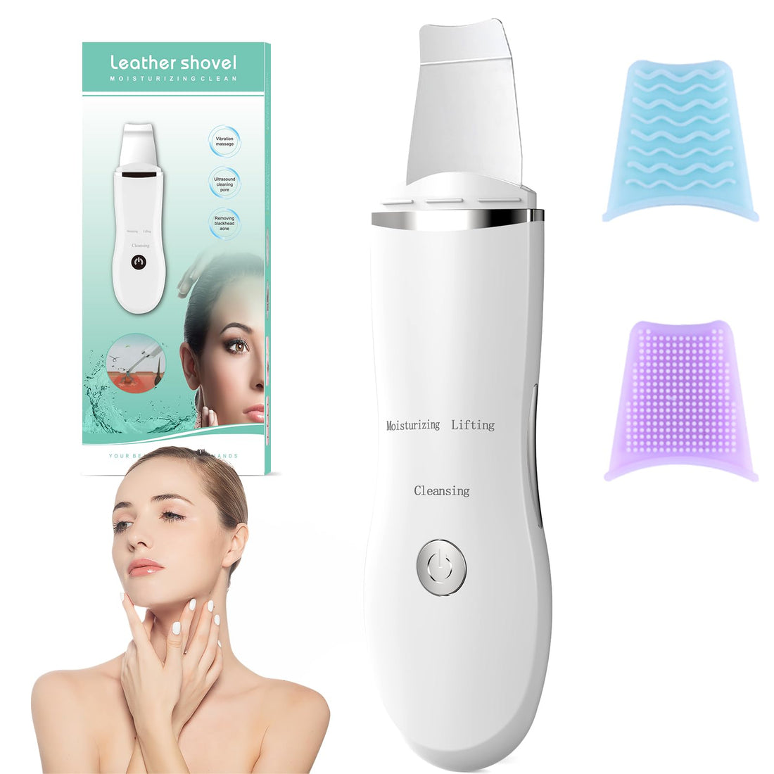 Bwaliffury Ultrasonic Skin Scrubber, Ultrasonic Exfoliator with 4 Modes, Blackhead Acne Remover, IPX8 Waterproof and USB Charging, EMS, Pore Cleanser, for Facial Cleansing, Face Care (Women)