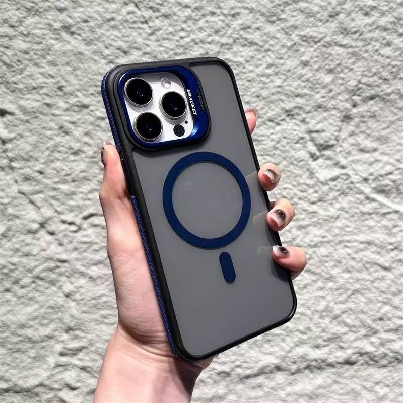 Eco Magnetic Case for iPhone16 Pro Max with Lens Stand, Compatible with Wireless Charging Cover, Anti-Fingerprint TPU Bumper Slim Shockproof Protective for iPhone 16 Pro Max (Blue)