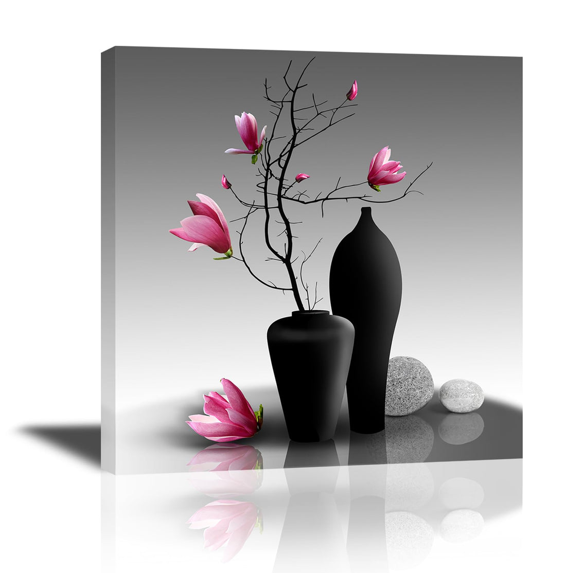 Piy Painting 1 Pink Orchid Wall Art Elegant Flowers Picture Set Symbolise Happiness 30 x 30 cm Canvas Picture with Wooden Frame Art Prints on Canvas for Yoga Room Gallery Toilet Living Room Pictures