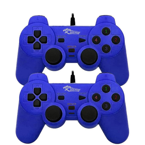 USB Wired Double Controller Gamepad (2082) For Pc And Laptop (blue)