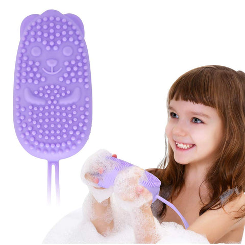 Bubble Bath Brush, Silicone Bath Body Brush,Body Brush Double Side Brush Quick Foaming Bubble,for Sensitive and all Kinds of Skin（Purple）