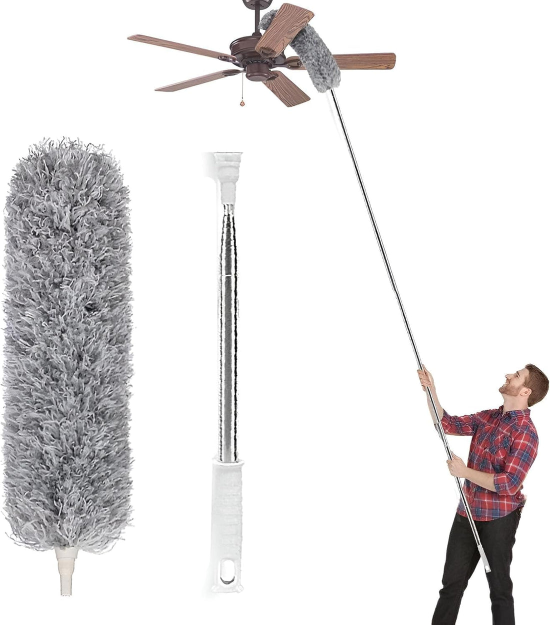 Jalsa Microfiber Duster with 2.5M Extendable Handle – Telescopic Cleaning Duster for Ceiling, Fans & High Surfaces – Reusable Dusting Brush for Home & Office Cleaning