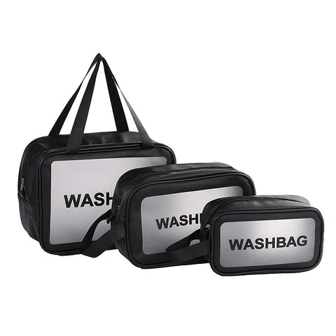 3-Piece Transparent Make-Up Bag, Waterproof Toiletry Bag for Swimming Pool, Bath, Travel, Airplane, Make-Up Bag Multi-Size