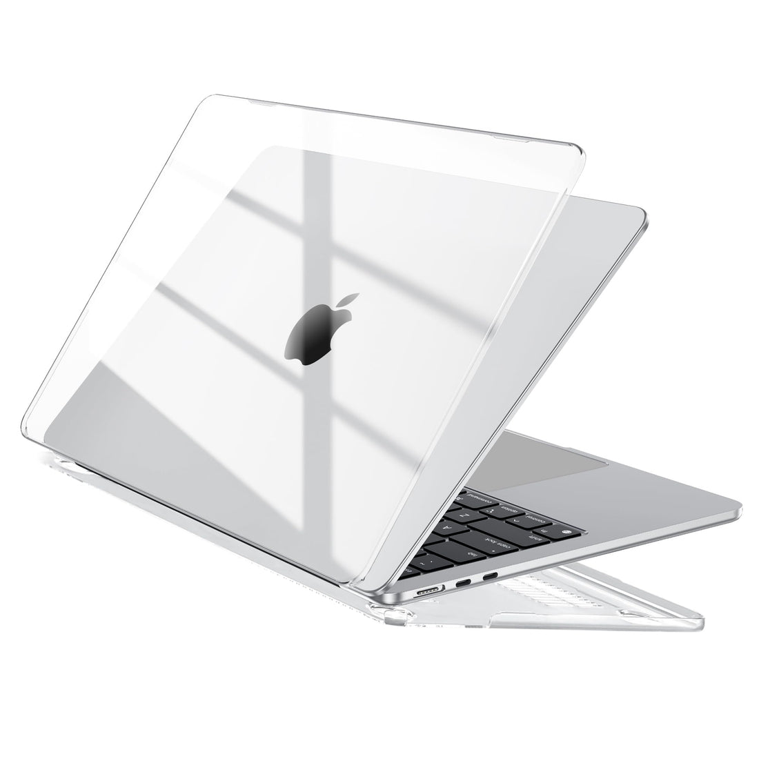 EooCoo Compatible with Macbook Air 15 inch Case M4 M3 M2 2025 2024 2023 A3241 A3114 A2941 with Touch ID, Transparent Plastic Hard Shell Cover for Mac Book Air 15", Smooth Shiny Skin, Crystal Clear