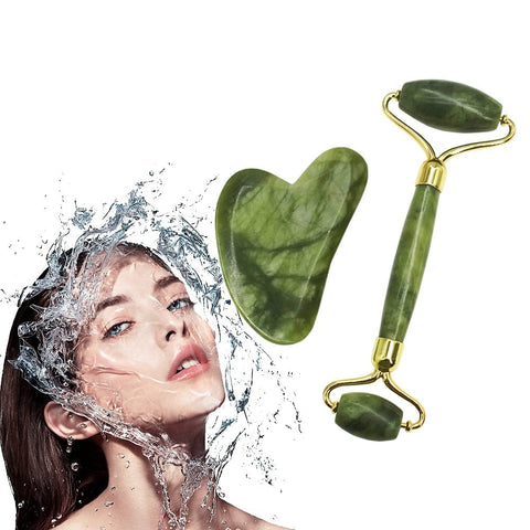 Jade Roller for Face Jade Roller Gua Sha Set Face Roller Massager Tool for Face Skin Care Tools Roller Relieve Wrinkles Tighten Skin