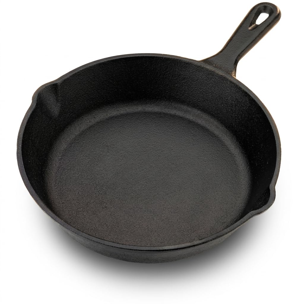 Pre-Seasoned Cast Iron Skillet – Heavy-Duty Frying Pan for Stovetop, Oven, Grill & Campfire Use, Non-Stick Surface Gets Better with Every Cook, Available in 25cm & 20cm – Black (25cm)