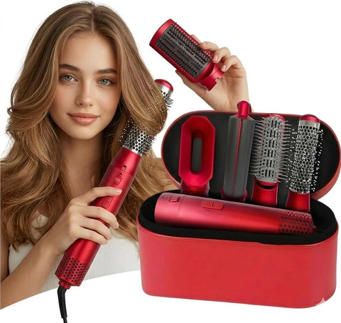 Kronier Professional 5 in 1 Hair Dryer Brush with Styling Brush, Hair Styling Tool Set with Chic Bag - Assorted Colors - Red, Blue, Orange and Purple (Purple)