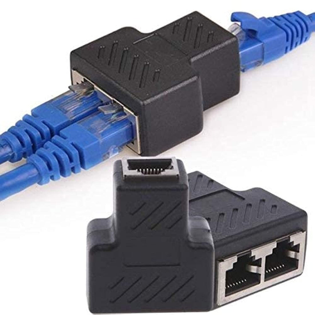 Black RJ45 Splitter Adapter 1 to 2 Dual Female Port CAT5/CAT 6 LAN Ethernet Sockt Network Connections Splitter Adapter P15