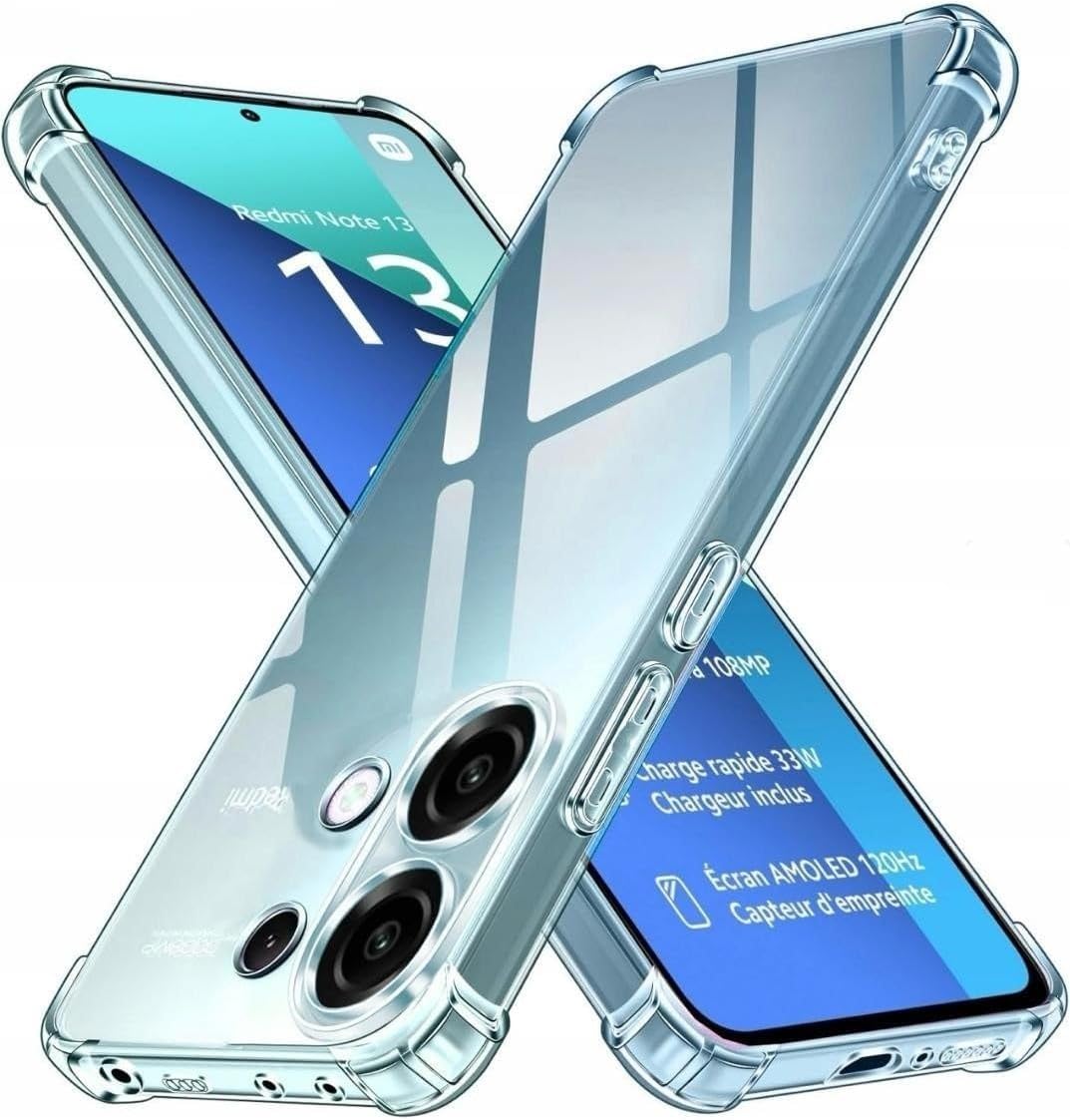 Dl3 Mobilak Case Compatible with Xiaomi Redmi Note 13 4G,Cover Silicone Transparent TPU Gorilla Anti-shock Protector Camera Shockproof Corners - Clear