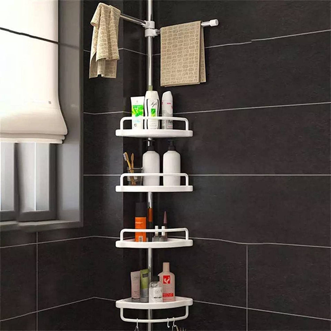 Corner Bath Shelf - Minimalist Style - 1 Count - Wall-Mounted - Polished Finish