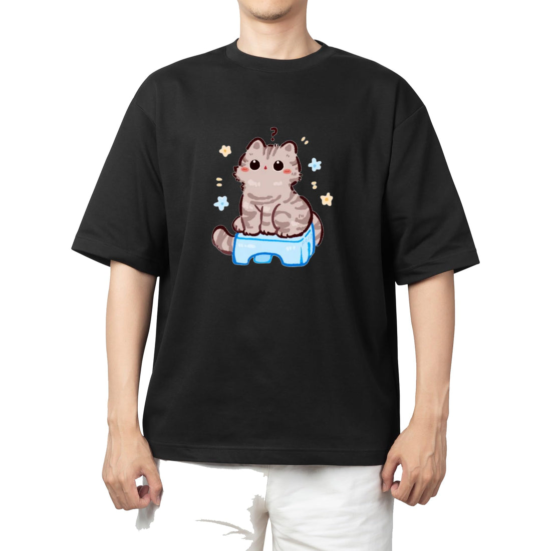 CUTE kawaii kitty cat black t-shirt oversize 110