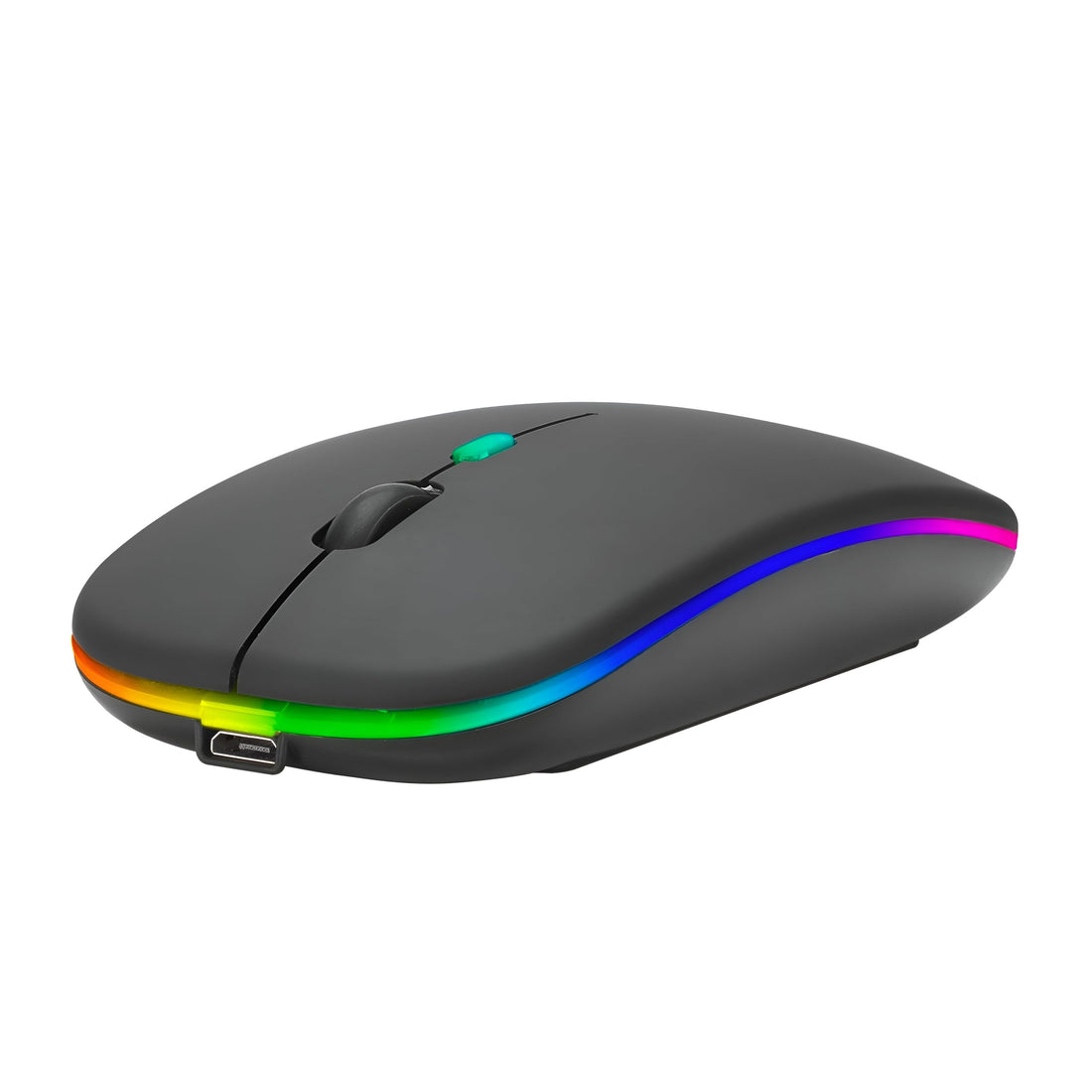 Ergonomic Wireless Mouse - Silent N clicks, RGB backlight, Slim, Rechargeable with USB port, Compatible with Laptop, Mac, Desktop, Gaming, Black, Warm Light