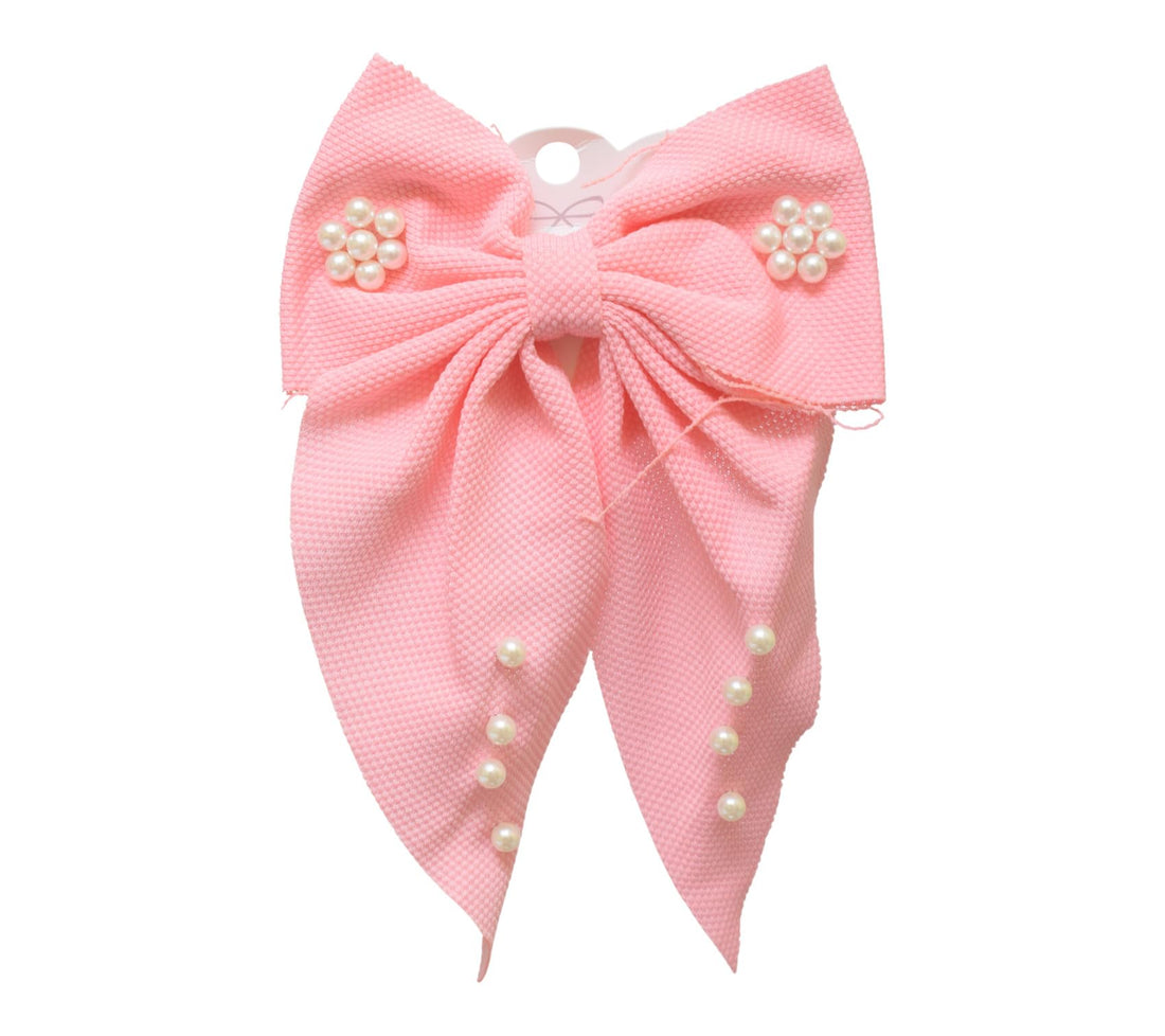 Daphne Girls' Pearl Bow Hair Clips - Pink - 1777