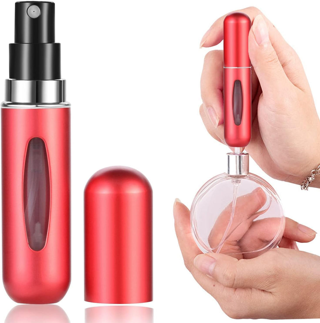 5ml Portable Refillable Mini Empty Perfume Atomizer Bottle Perfume Atomizer Bottle for Travel and Trip (Red)