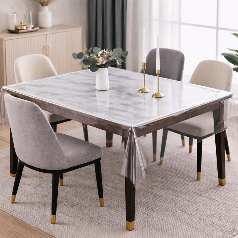 Downtown Clear PVC Tablecloth Protector 183x137 cm Waterproof Transparent Dining Table Cover for Rectangular Tables Kitchen Dining Room