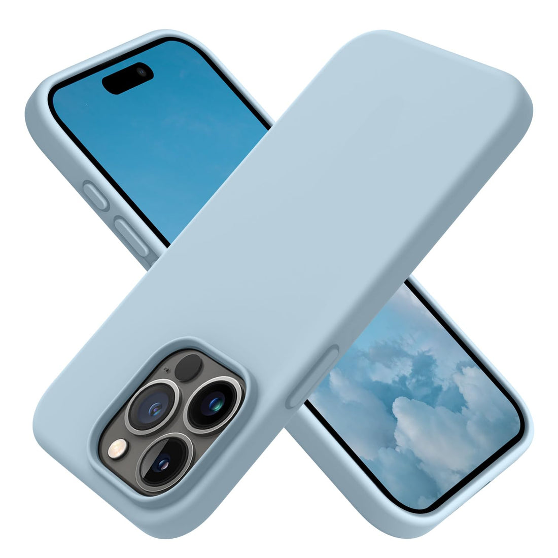 OTOFLY Compatible with iPhone 15 Pro Max Case,[Silky and Soft Touch Series] Premium Soft Liquid Silicone Rubber Full-Body Protective Bumper Case for iPhone 15 Pro Max (Baby Blue)