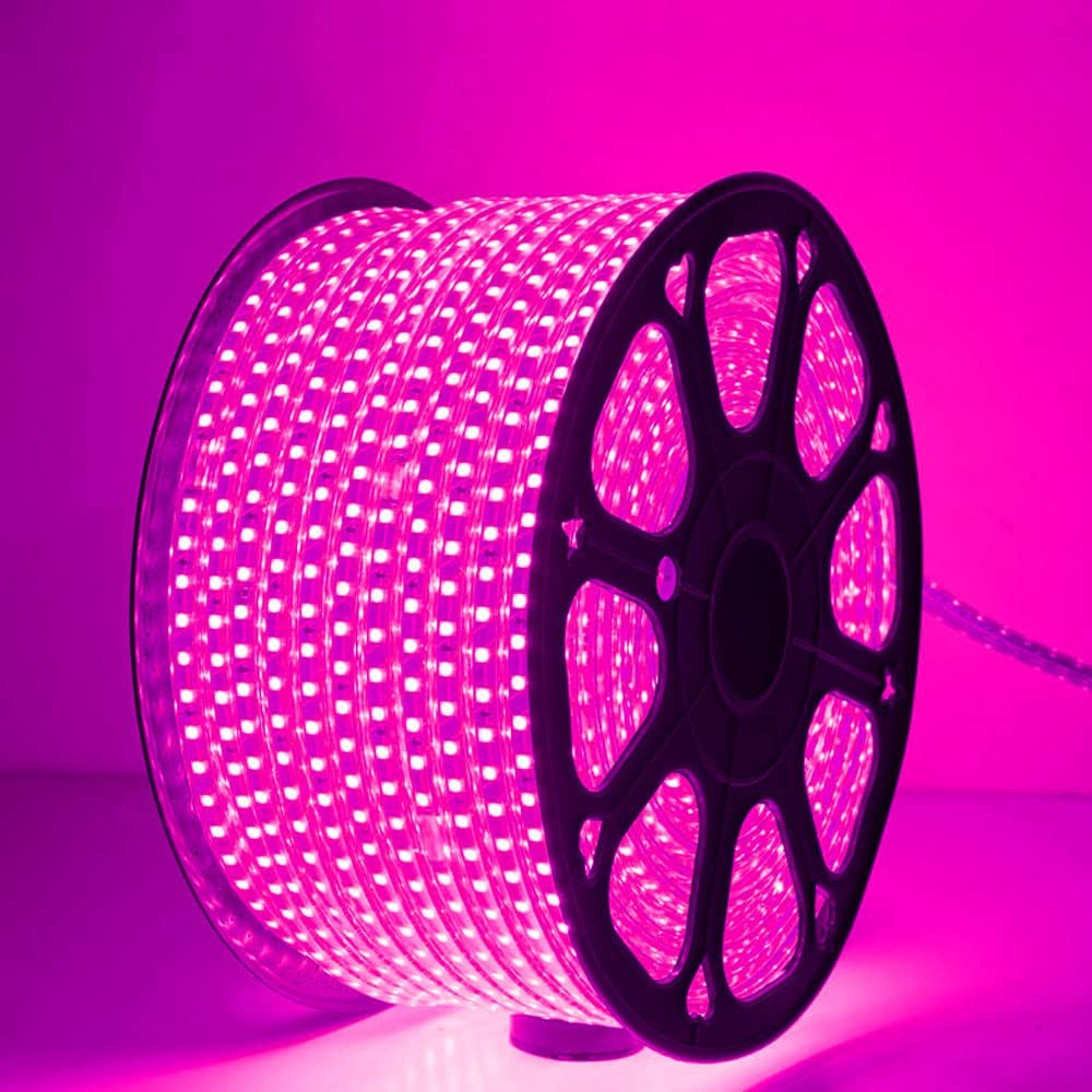Shaheen Light Pink LED Strip Roll - 60 Bulbs In The Meter - High Quality Outdoor Insulation - Waterproof - For All Uses Inside And Outside The Home - 18 Months Warranty (20 Meter Roll With Socket)