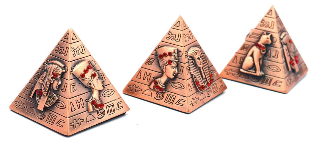 immatgar pharaonic Egyptian Pyramid From Metal souvenirs gifts from Egypt (Shape1 - Burnt Red - 3.5 CM Height)