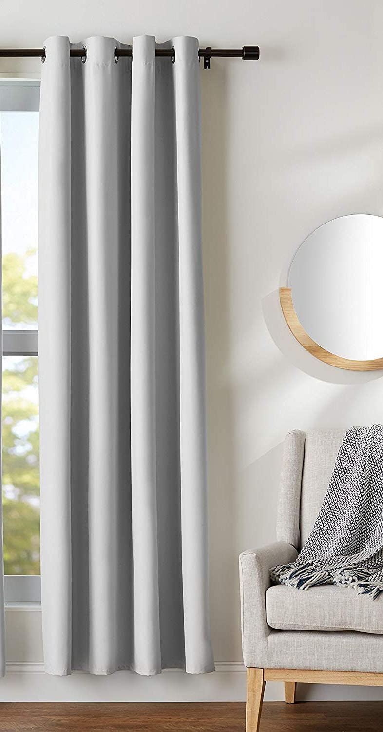 Artex Blackout Curtains - Thermal Insulated Grommet Curtains for Living Room/Bedroom- 1 Panel Beige 140W x 260H CM, Polyester (Silver)