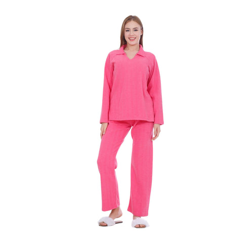 Zecotex Winter Design Cotton Pajamas for Women/V-Neck Pajama with Blouse & Pants/Cashmere Material Long Sleeves/Winter Pajama 2 Piece Set/Comfortable and Durable Home Wear