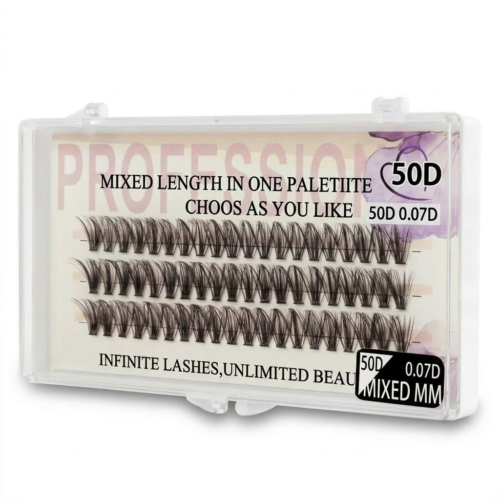 Cluster Lashes 60 Pcs Individual Lashes 60D D Curl False mix Eyelashes Extension Reusable Soft Lashes Extension Diy at Home-50D-0.07