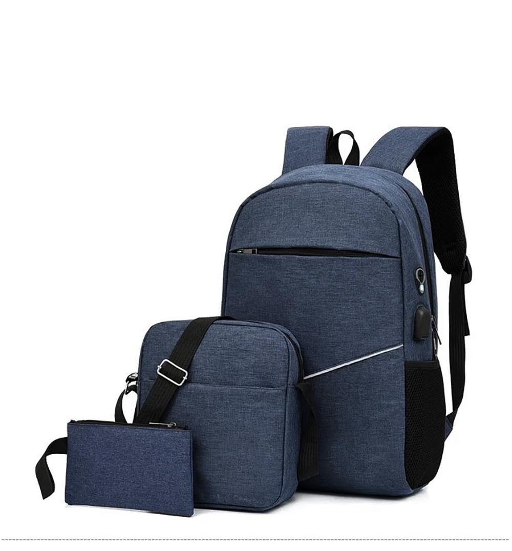 Energy Case 3 Pcs Laptop Bag, Backpack, Handbag, Messenger Bag, Shoulder Bag,Travel Bag, Water Resistant, Anti Scratch, For Men, Women, Student, Girls, Boys, School, Hiking, SET OF 3 (Blue)