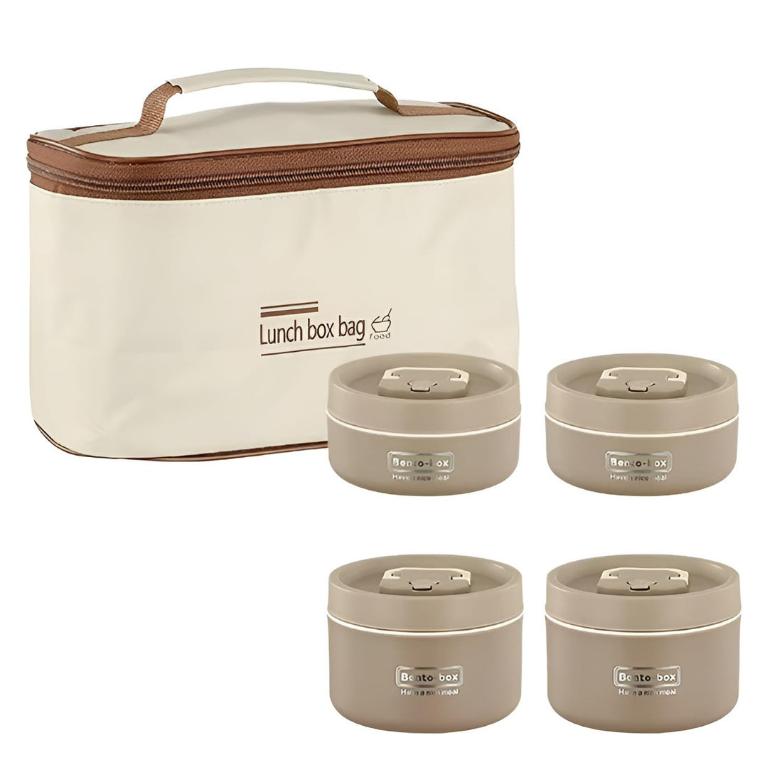 Thermal Lunch Box Set, 5 Pieces Stackable Lunch Box Set Includes 4 Stainless Steel Insulated Lunch Containers, Leakproof Lunch Box with Carry Bag and Cutlery, Suitable for Adults and Kids