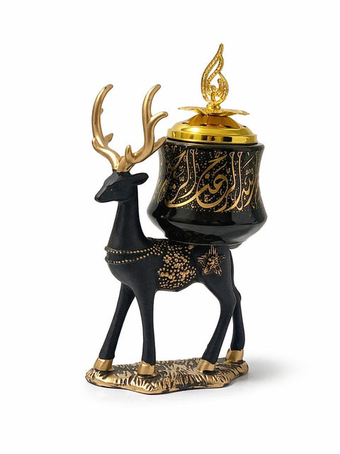 Decorative Incense Burner Deer Shape Multicolor – Elegant Incense Holder with Modern Design – Luxury Incense Burner for Home & Office Fragrance – Suitable for All Decorations (Black)