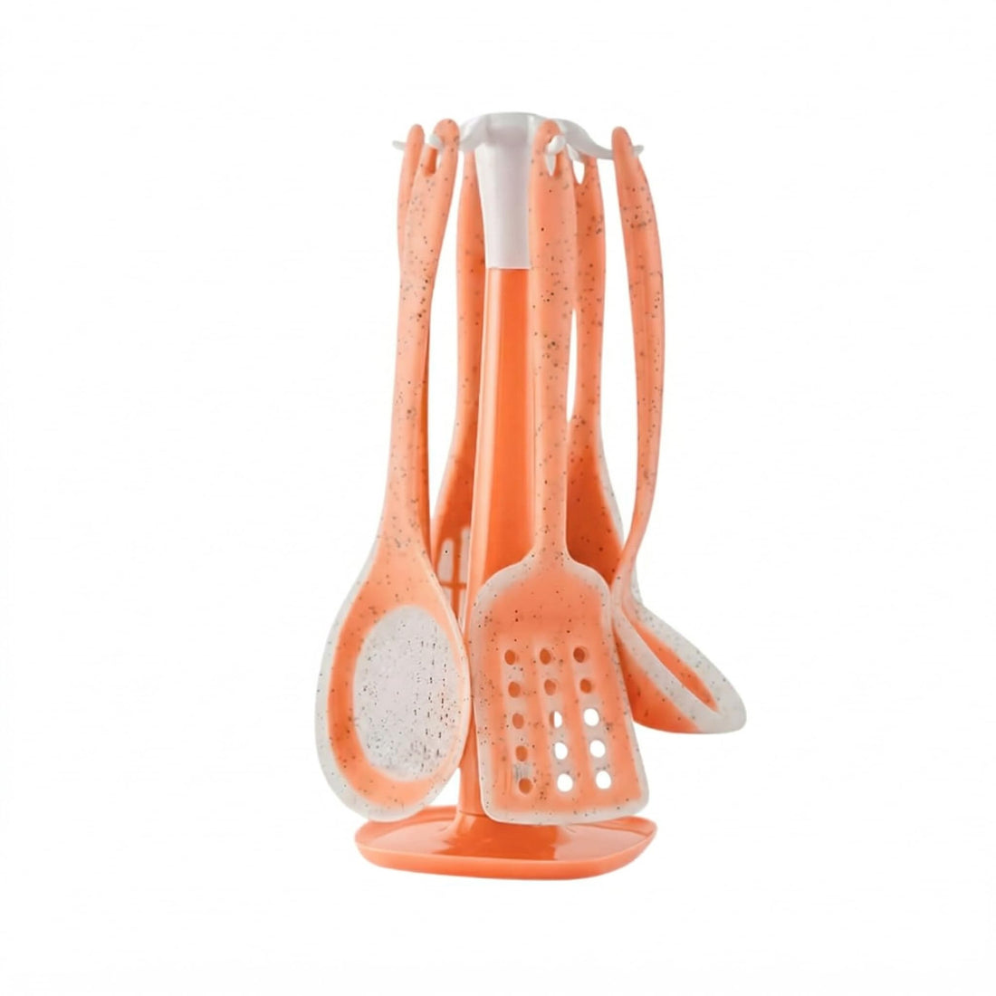 7 Piece Thermal Silicone Dispenser Set - Non Disassemble or Break - Safe on Granite and Ceramic Pots - Antibacterial and Odor Resistant - Stain Resistant and Easy to Clean (Light Pink) (Orange)